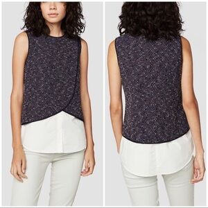 NWT Derek Lam 10 Crosby 2-in-1 Crossover Tank 0 white blue top